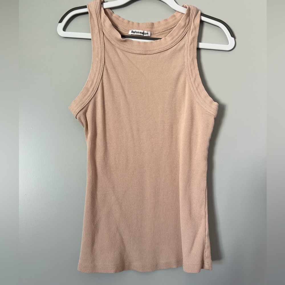 Reformation Ribbed Sleeveless Top - Beige